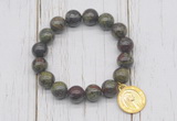 CGB6885 10mm, 12mm dragon blood jasper beaded bracelet with alloy pendant