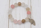 CGB6891 10mm, 12mm matte volcano cherry quartz beaded bracelet with alloy pendant