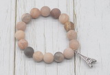 CGB6896 10mm, 12mm matte sunstone beaded bracelet with alloy pendant