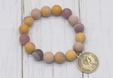 CGB6897 10mm, 12mm matte mookaite beaded bracelet with alloy pendant