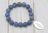 CGB6911 10mm, 12mm matte lapis lazuli beaded bracelet with alloy pendant