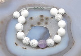 CGB6930 12mm round white howlite & lavender amethyst adjustable bracelets