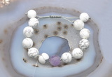 CGB6932 Hand-knotted 12mm round white howlite & lavender amethyst adjustable bracelets