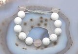 CGB6935 12mm round white howlite & rose quartz adjustable bracelets