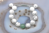 CGB6936 12mm round white howlite & green aventurine adjustable bracelets