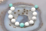 CGB6943 12mm round white howlite & amazonite adjustable bracelets