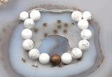 CGB6949 12mm round white howlite & bronzite adjustable bracelets