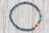 CGB7014 7 chakra 4mm dumortierite beaded meditation yoga bracelets