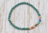 CGB7016 7 chakra 4mm malachite beaded meditation yoga bracelets