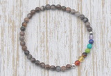 CGB7017 7 chakra 4mm grey opal beaded meditation yoga bracelets