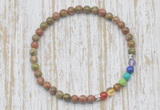 CGB7019 7 chakra 4mm unakite beaded meditation yoga bracelets