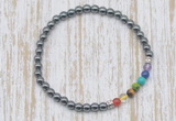 CGB7020 7 chakra 4mm hematite beaded meditation yoga bracelets