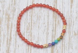 CGB7032 7 chakra 4mm red agate beaded meditation yoga bracelets