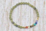 CGB7043 7 chakra 4mm Canadian jade beaded meditation yoga bracelets