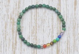 CGB7044 7 chakra 4mm African jade beaded meditation yoga bracelets