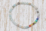 CGB7051 7 chakra 4mm amazonite beaded meditation yoga bracelets