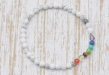 CGB7053 7 chakra 4mm white howlite beaded meditation yoga bracelets