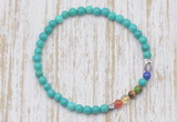 CGB7054 7 chakra 4mm turquoise beaded meditation yoga bracelets