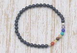 CGB7058 7 chakra 4mm blue goldstone beaded meditation yoga bracelets