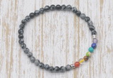 CGB7060 7 chakra 4mm snowflake obsidian beaded meditation yoga bracelets