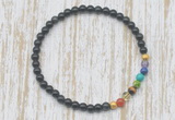 CGB7062 7 chakra 4mm black obsidian beaded meditation yoga bracelets