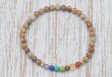 CGB7071 7 chakra 4mm picture jasper beaded meditation yoga bracelets