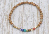 CGB7073 7 chakra 4mm wooden jasper beaded meditation yoga bracelets