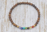 CGB7074 7 chakra 4mm elephant skin jasper beaded meditation yoga bracelets