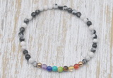 CGB7076 7 chakra 4mm black & white jasper beaded meditation yoga bracelets