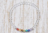 CGB7086 7 chakra 4mm white crystal beaded meditation yoga bracelets