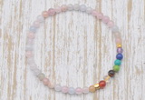 CGB7094 7 chakra 4mm morganite beaded meditation yoga bracelets