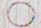 CGB7095 7 chakra 4mm strawberry quartz beaded meditation yoga bracelets