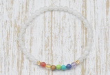 CGB7100 7 chakra 4mm white moonstone beaded meditation yoga bracelets