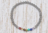 CGB7104 7 chakra 4mm grey moonstone beaded meditation yoga bracelets