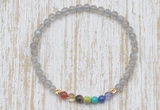 CGB7105 7 chakra 4mm labradorite beaded meditation yoga bracelets