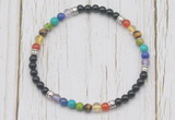 CGB7115 7 chakra 4mm black onyx beaded meditation yoga bracelets