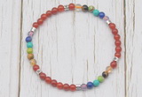 CGB7116 7 chakra 4mm red agate beaded meditation yoga bracelets