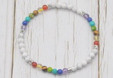 CGB7117 7 chakra 4mm white howlite beaded meditation yoga bracelets