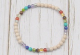 CGB7118 7 chakra 4mm white fossil jasper beaded meditation yoga bracelets