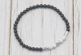 CGB7125 4mm black onyx & white howlite beaded meditation yoga bracelets