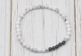 CGB7128 4mm white howlite & black onyx beaded meditation yoga bracelets