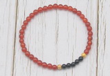 CGB7129 4mm red agate & black onyx beaded meditation yoga bracelets