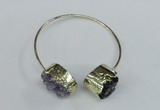 CGB721 15*20mm oval druzy amethyst gemstone bangles wholesale