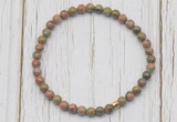 CGB7219 4mm tiny unakite beaded meditation yoga bracelets