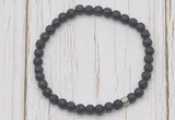 CGB7221 4mm tiny black lava beaded meditation yoga bracelets