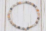 CGB7227 4mm tiny bamboo leaf agate beaded meditation yoga bracelets