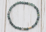 CGB7229 4mm tiny moss agate beaded meditation yoga bracelets