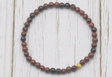 CGB7259 4mm tiny mahogany obsidian beaded meditation yoga bracelets