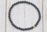 CGB7262 4mm tiny black obsidian beaded meditation yoga bracelets