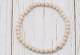 CGB7265 4mm tiny white fossil jasper beaded meditation yoga bracelets